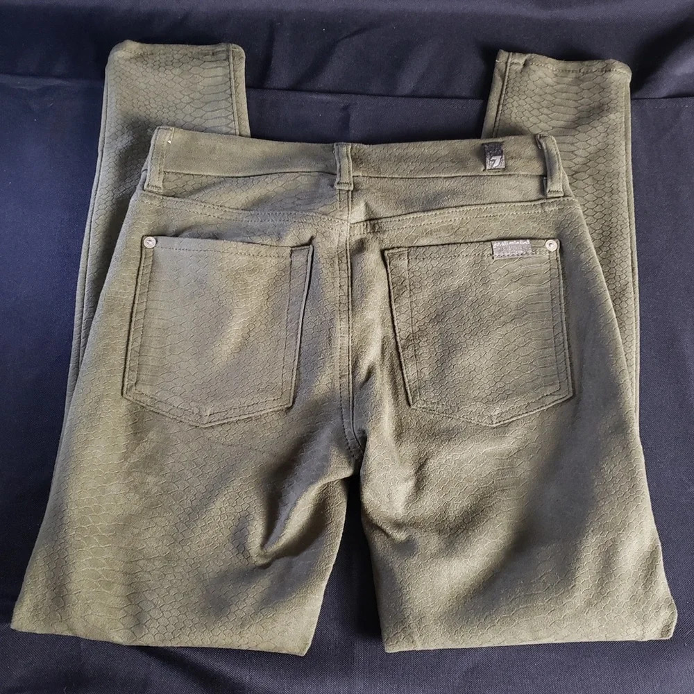 7 For All Mankind Suede Snakeskin‎ Olive Green Women’s 27 - Picture 2 of 7